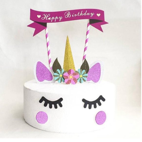 Unicorn Birthday Party Cake topper decorations - Picture 2 of 6